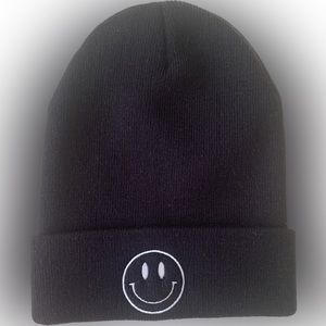 Black Smiley Face beanie - worn once